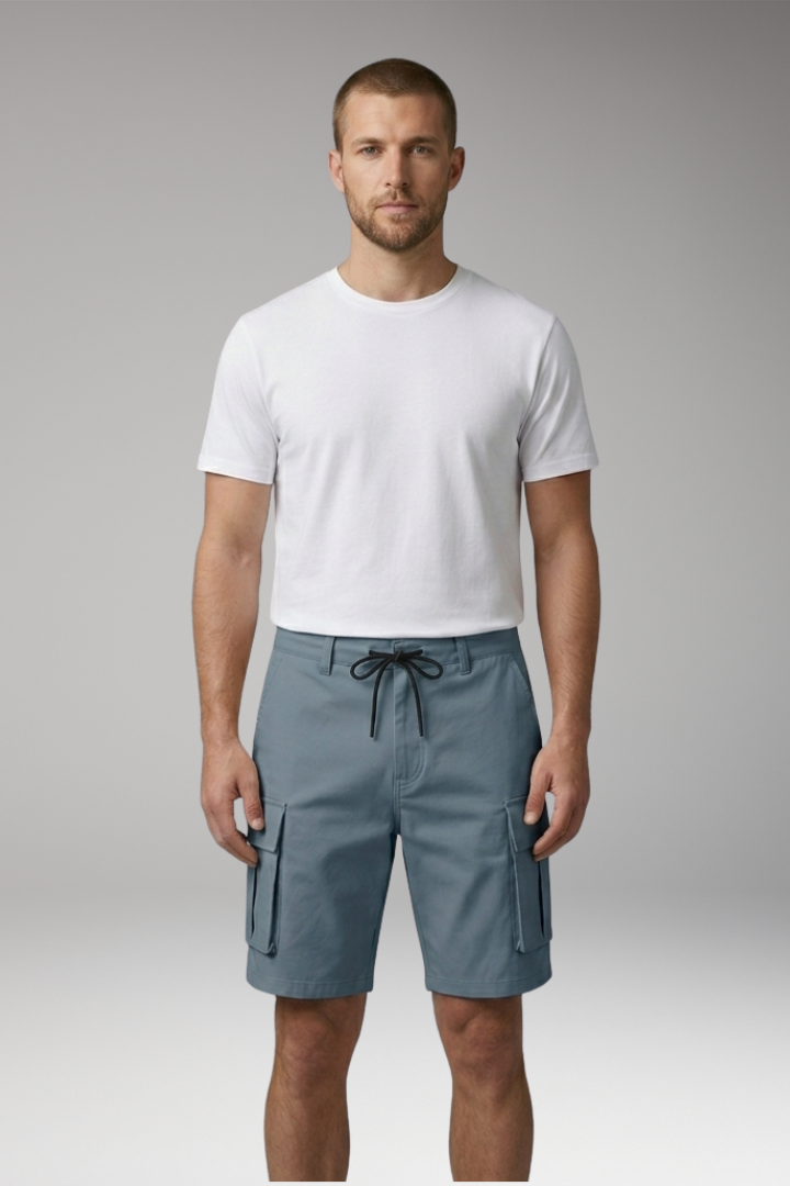 Men's Cargo Shorts with Drawstring Waistband and Cargo Pockets