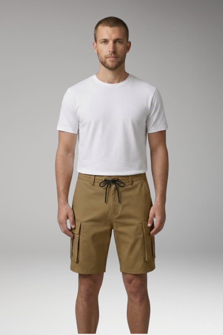Men's Cargo Shorts with Drawstring Waistband and Cargo Pockets