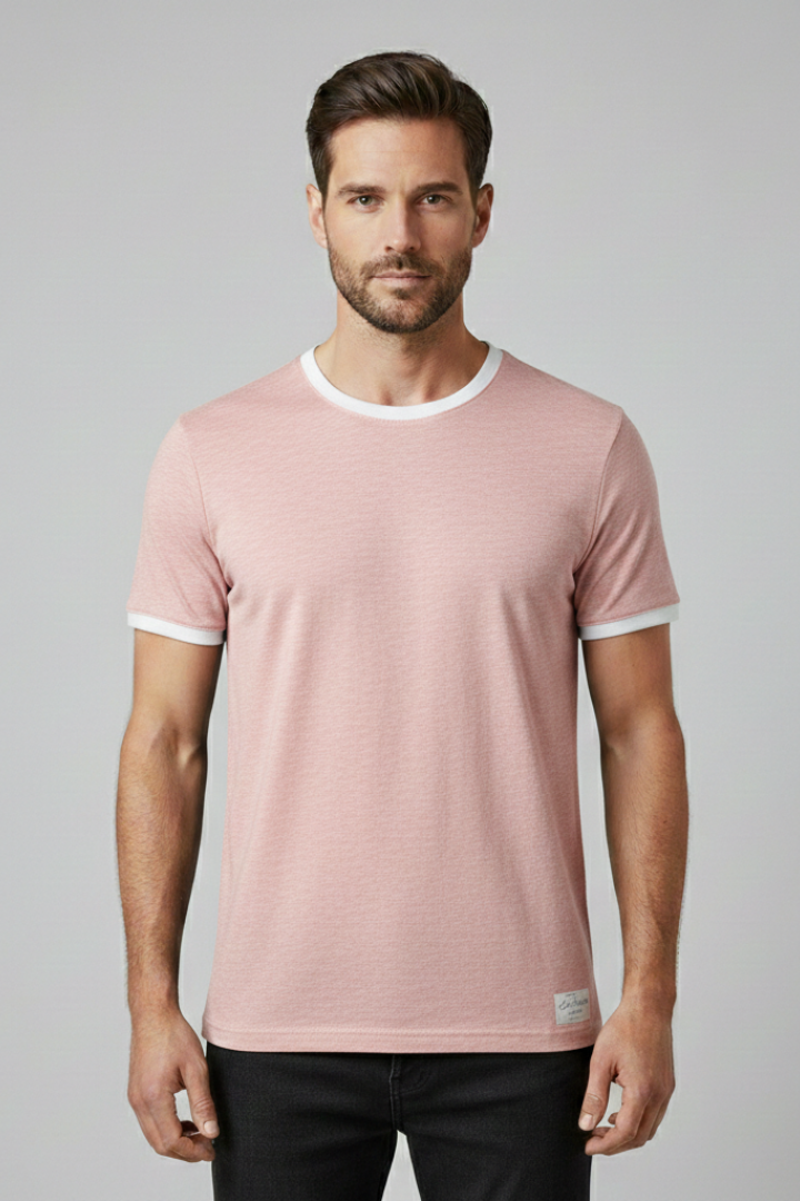 Men's Crew Neck T-Shirt with Short Sleeves and Shape-Retaining Design
