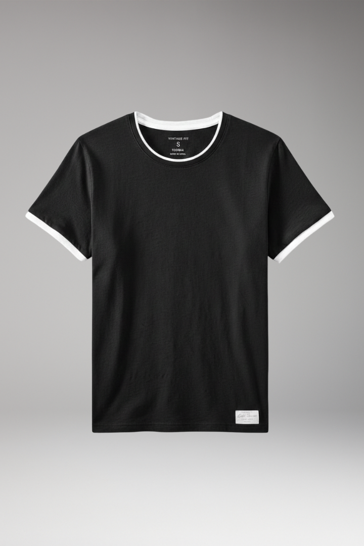 Men's Crew Neck T-Shirt with Short Sleeves and Shape-Retaining Design