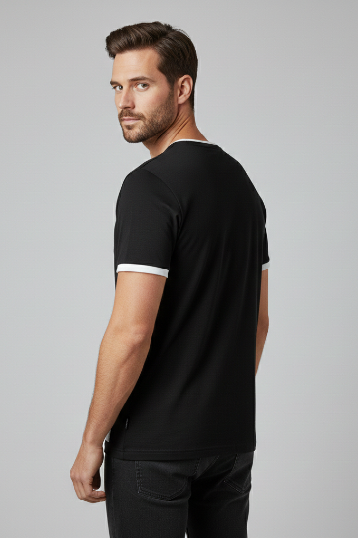 Men's Crew Neck T-Shirt with Short Sleeves and Shape-Retaining Design