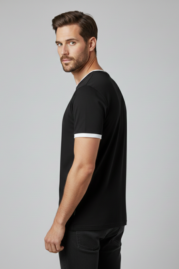 Men's Crew Neck T-Shirt with Short Sleeves and Shape-Retaining Design