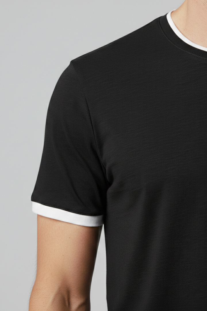 Men's Crew Neck T-Shirt with Short Sleeves and Shape-Retaining Design