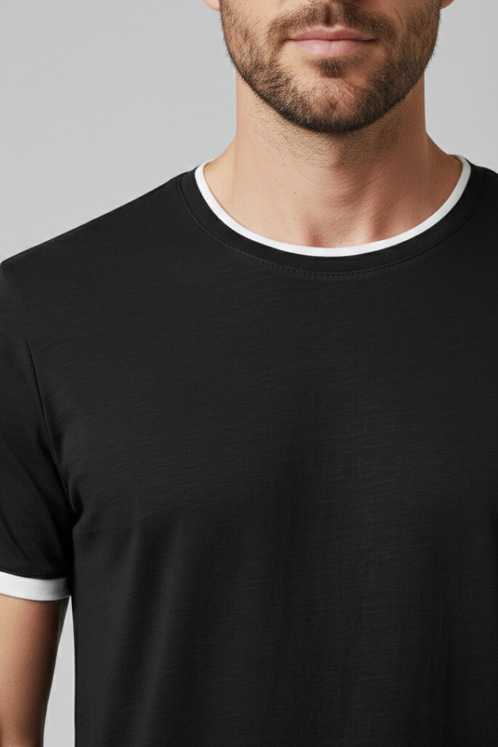 Men's Crew Neck T-Shirt with Short Sleeves and Shape-Retaining Design