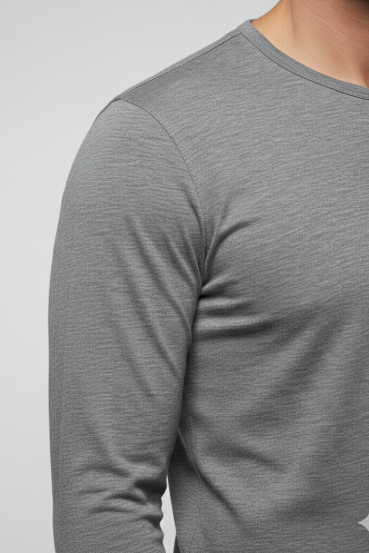 Men's Henley Shirt with Button Placket and Long Sleeves