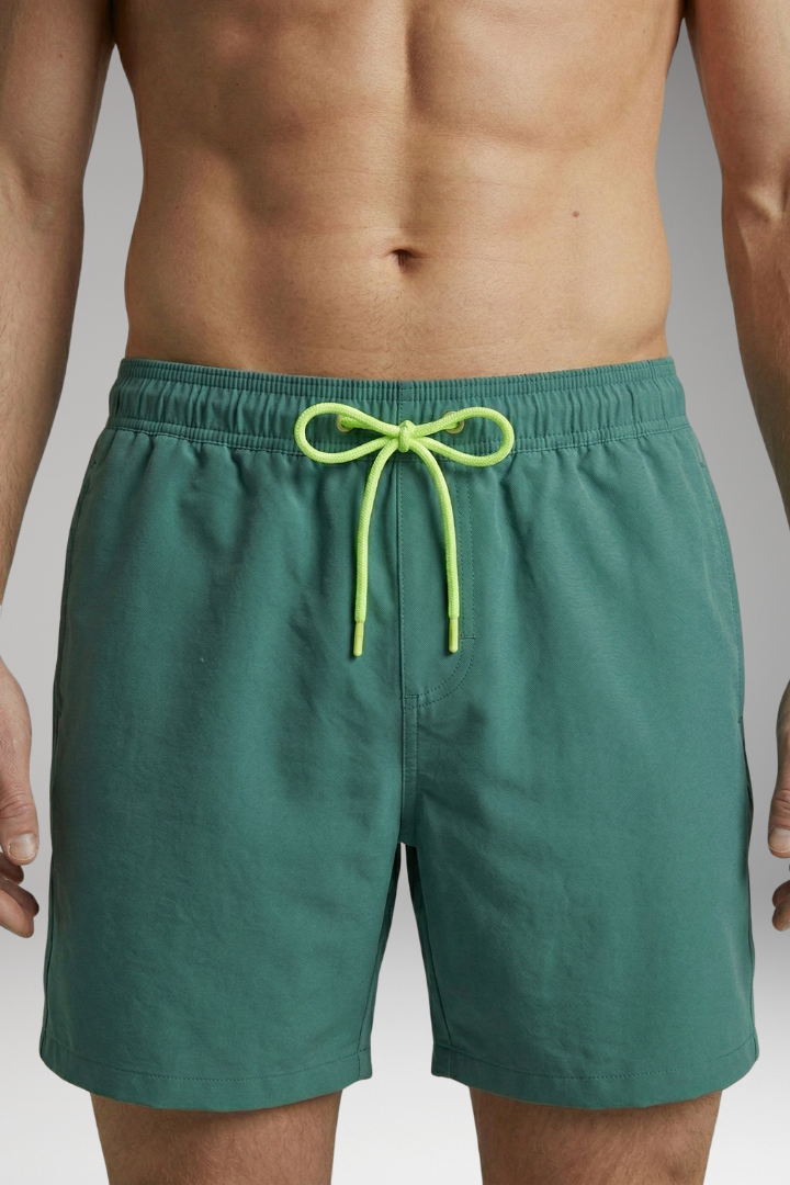 Men’s Mid-Length Swim Trunks with Elastic Waistband and Side Pockets