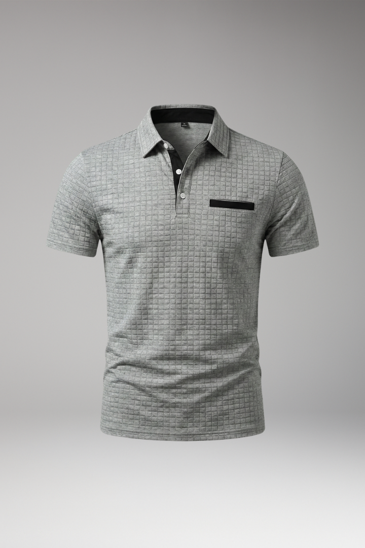 Men's Polo Shirt with Button Placket and Chest Pocket