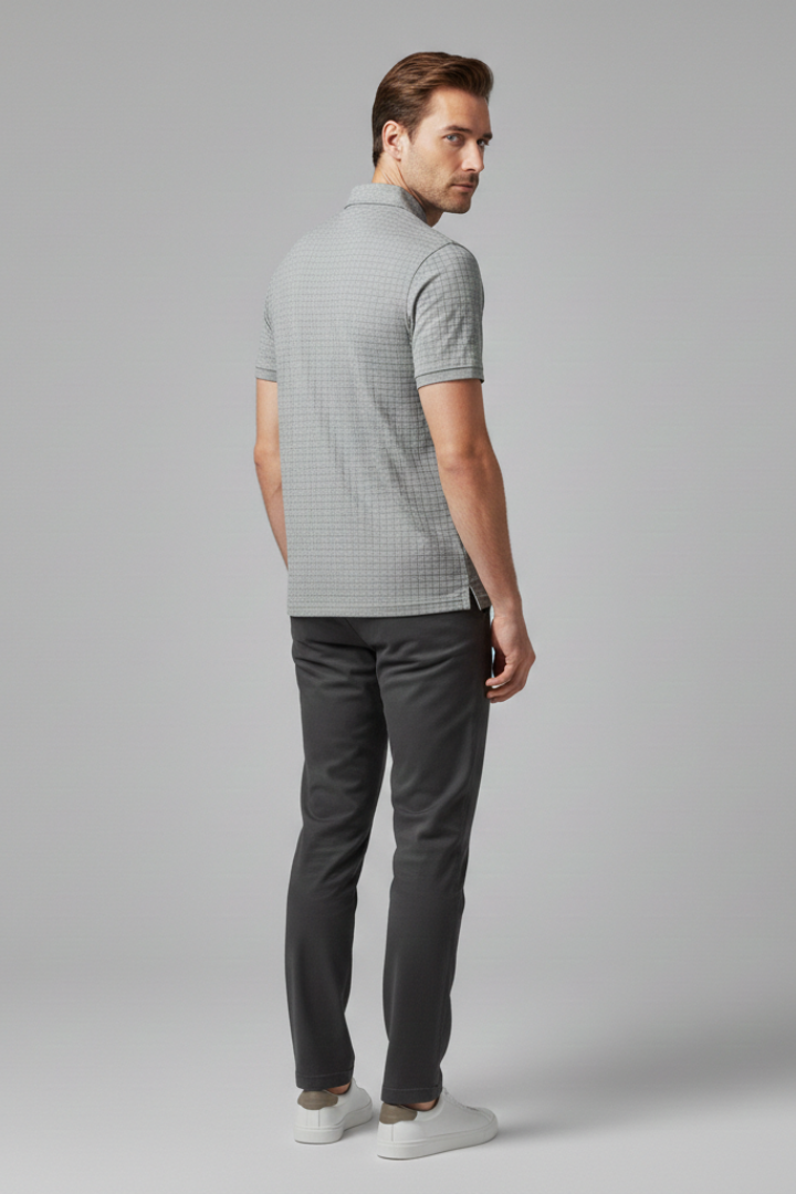 Men's Polo Shirt with Button Placket and Chest Pocket