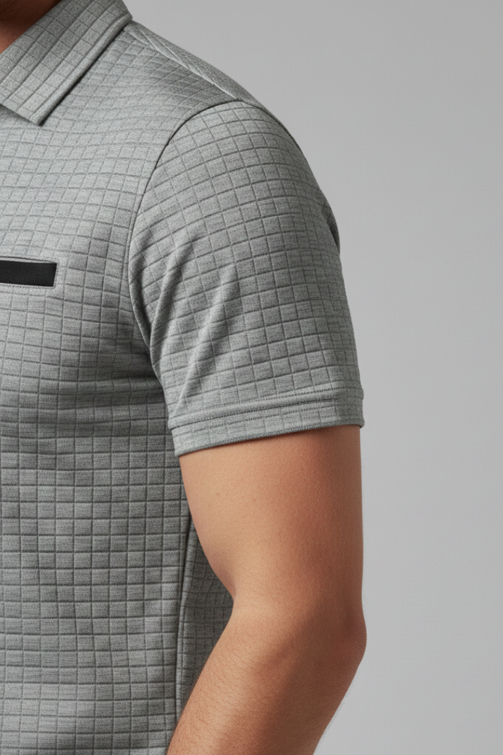 Men's Polo Shirt with Button Placket and Chest Pocket