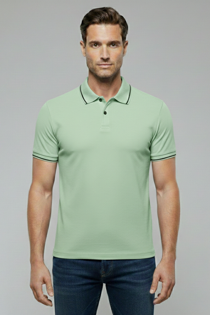 Men's Polo Shirt with Collared Neck and Button Fastening