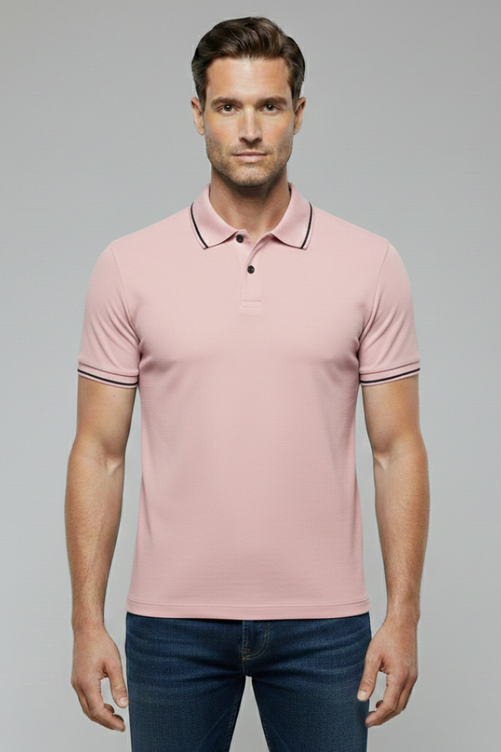 Men's Polo Shirt with Collared Neck and Button Fastening