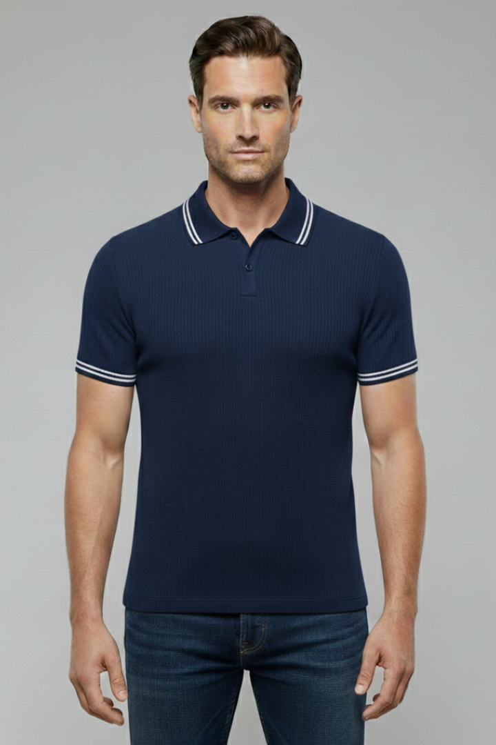 Men's Polo Shirt with Collared Neck and Button Fastening