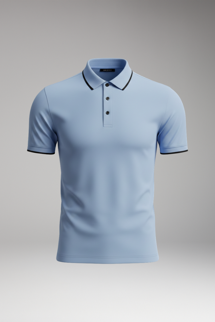 Men's Polo Shirt with Collared Neck and Button Fastening
