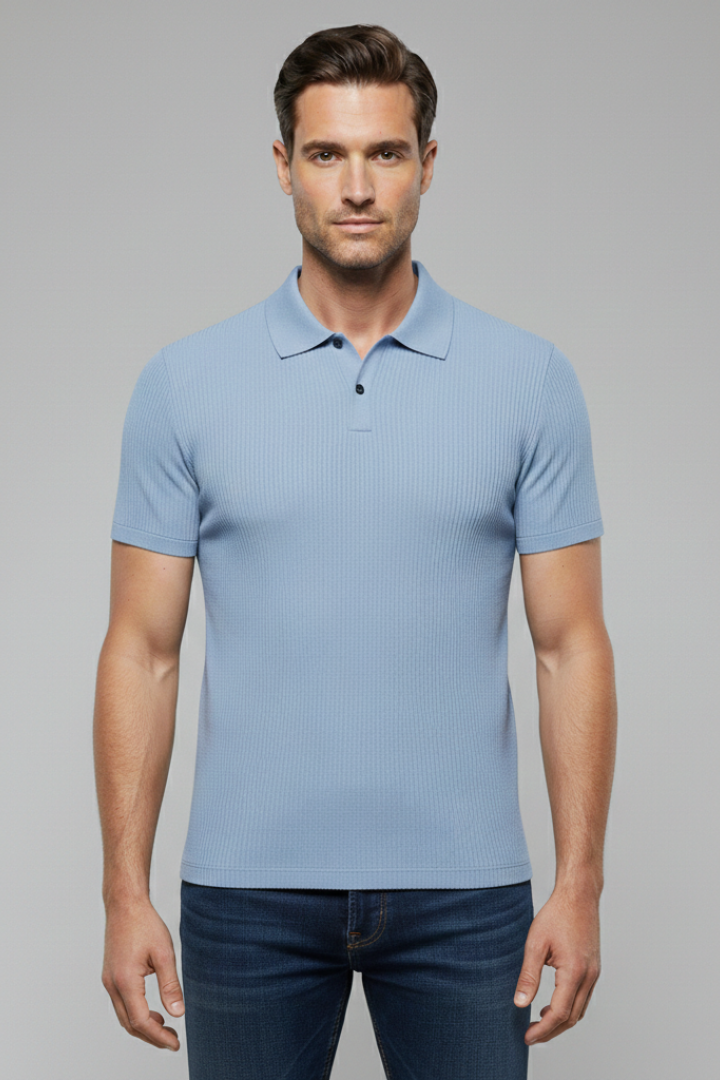 Men's Polo Shirt with Collared Neck and Button Fastening