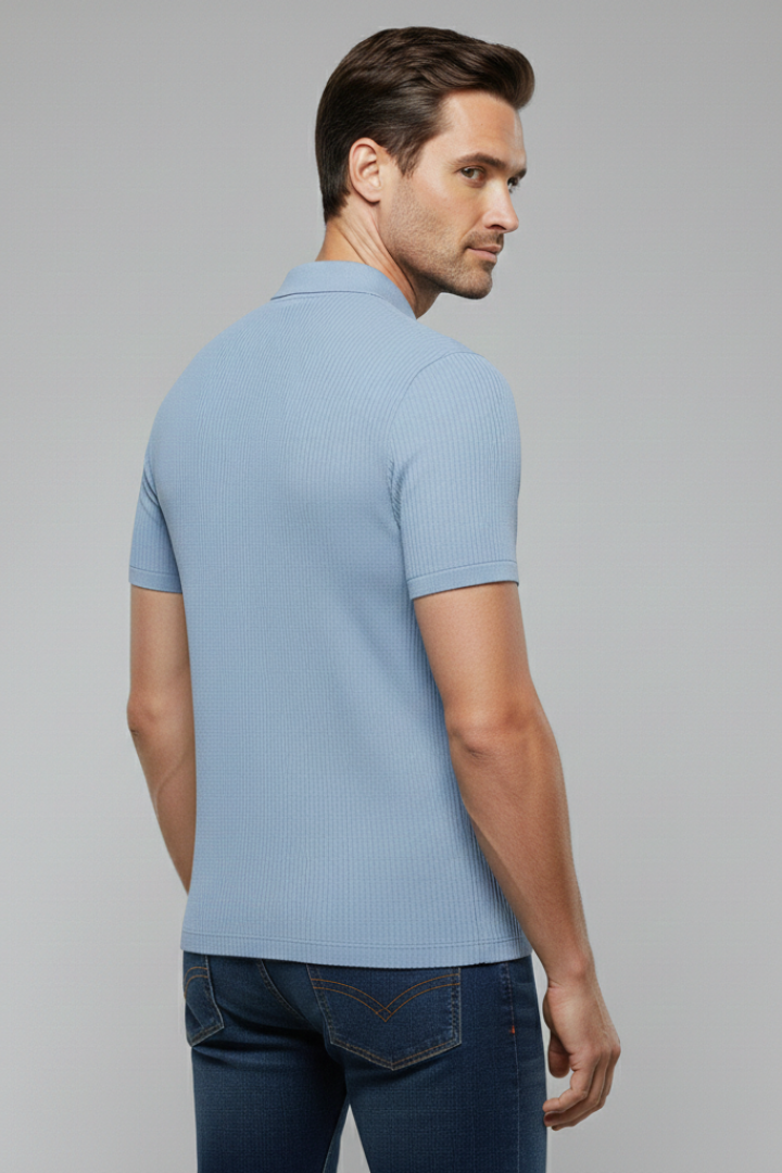 Men's Polo Shirt with Collared Neck and Button Fastening