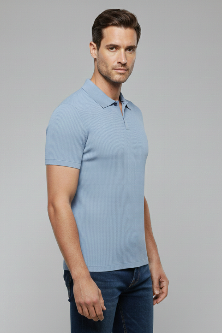 Men's Polo Shirt with Collared Neck and Button Fastening
