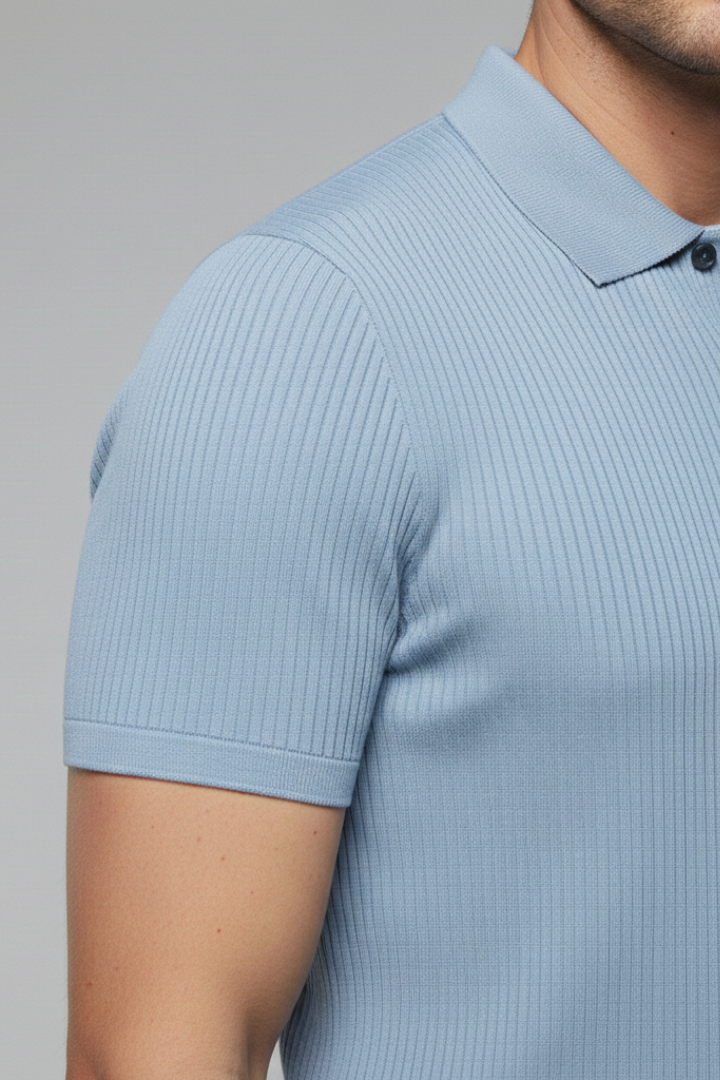Men's Polo Shirt with Collared Neck and Button Fastening