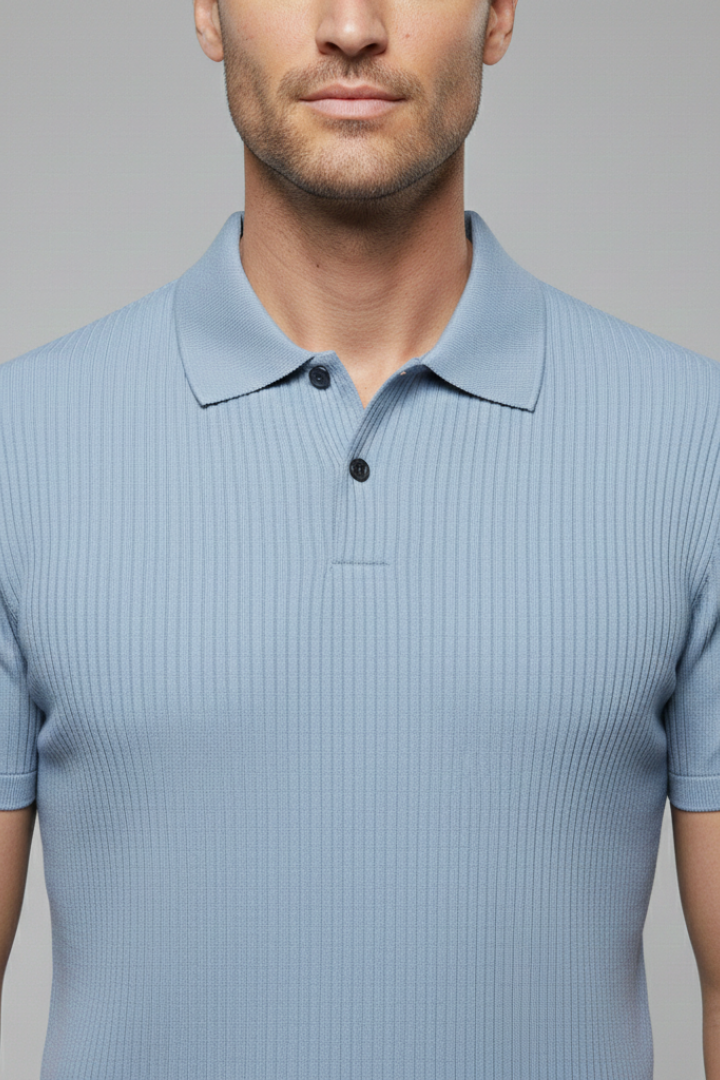 Men's Polo Shirt with Collared Neck and Button Fastening