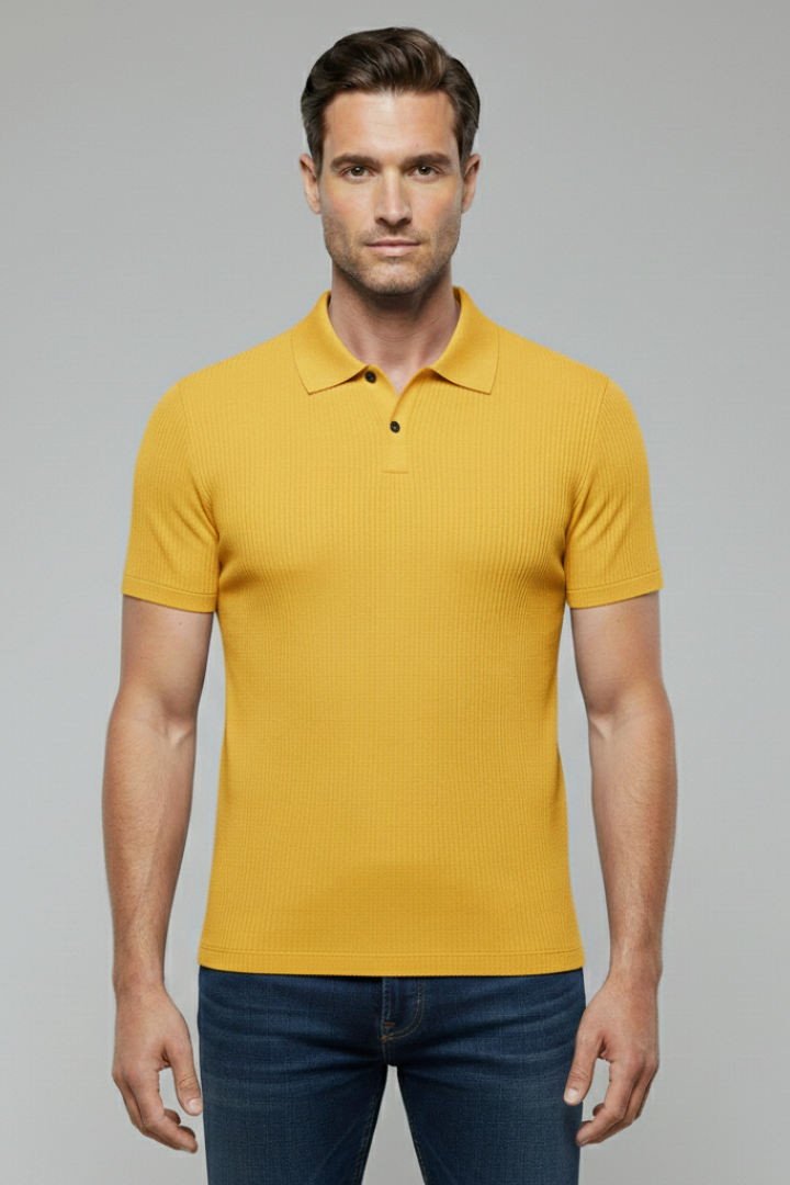 Men's Polo Shirt with Collared Neck and Button Fastening