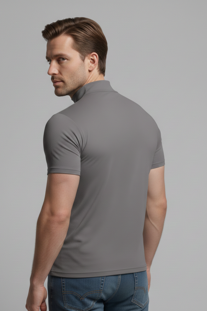 Men's Roll-Neck T-Shirt with Short Sleeves