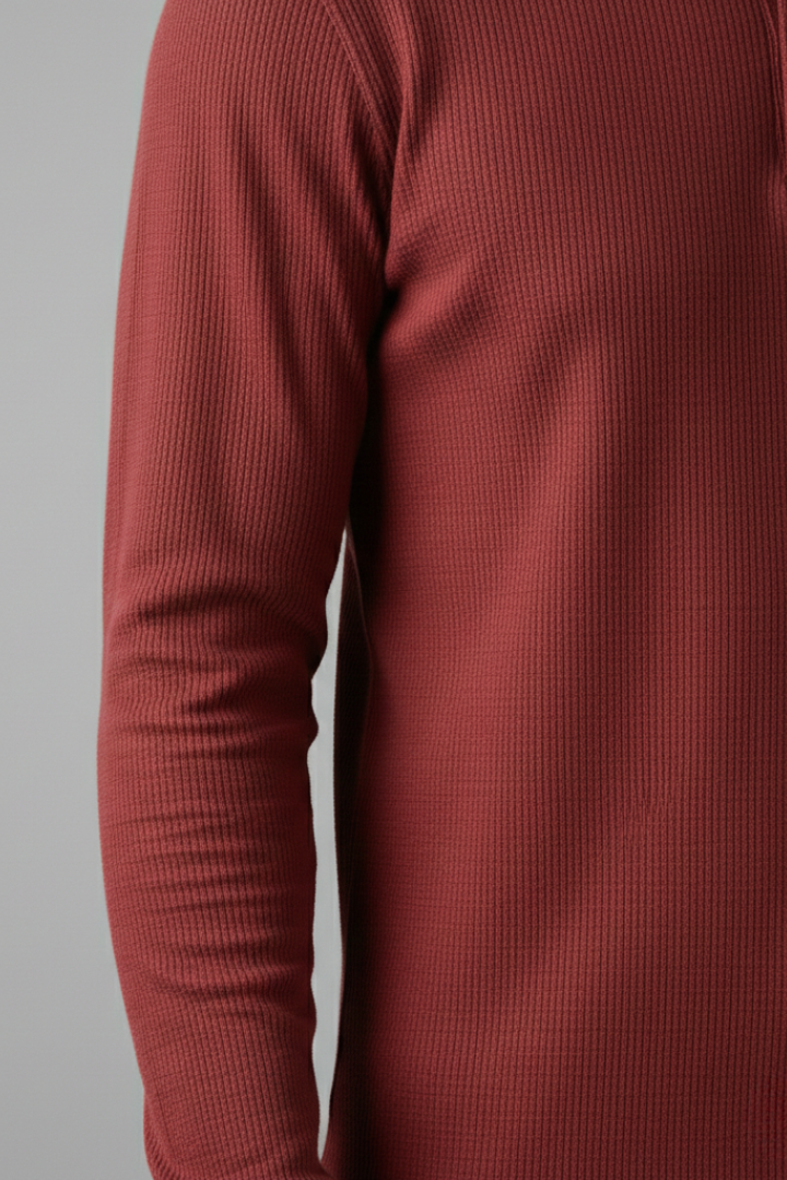 Men's Shirt with Button Placket and Ribbed Texture