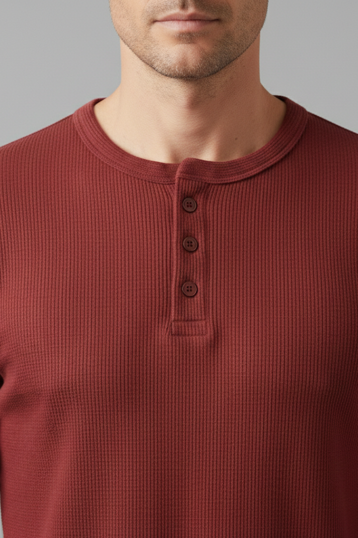 Men's Shirt with Button Placket and Ribbed Texture