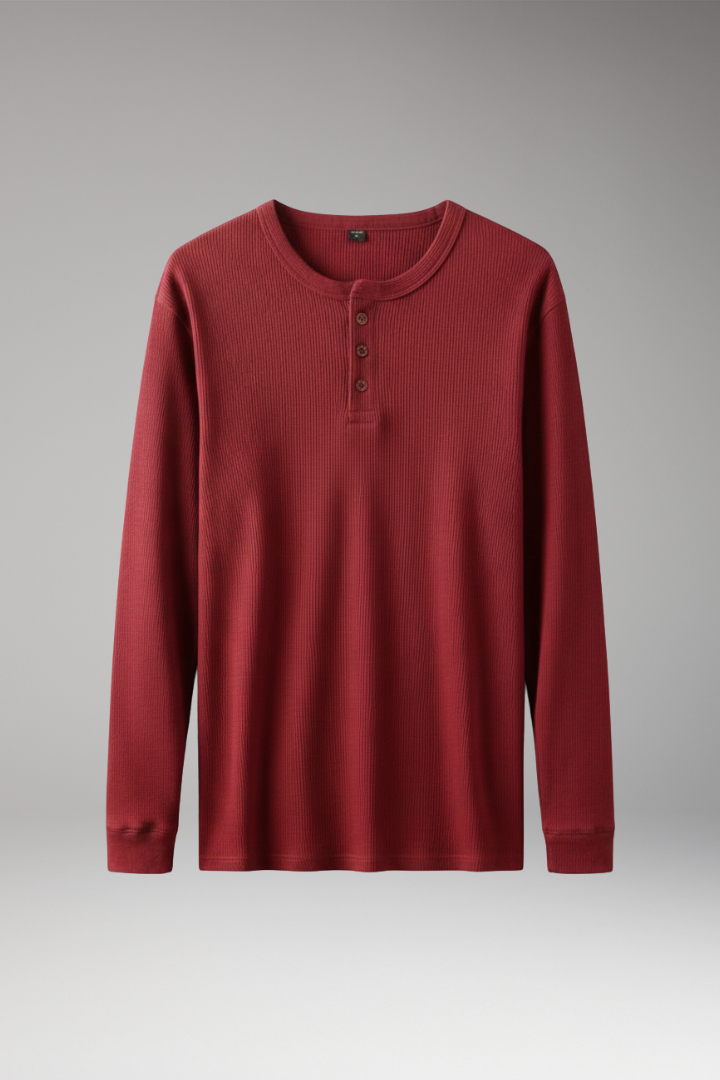 Men's Shirt with Button Placket and Ribbed Texture