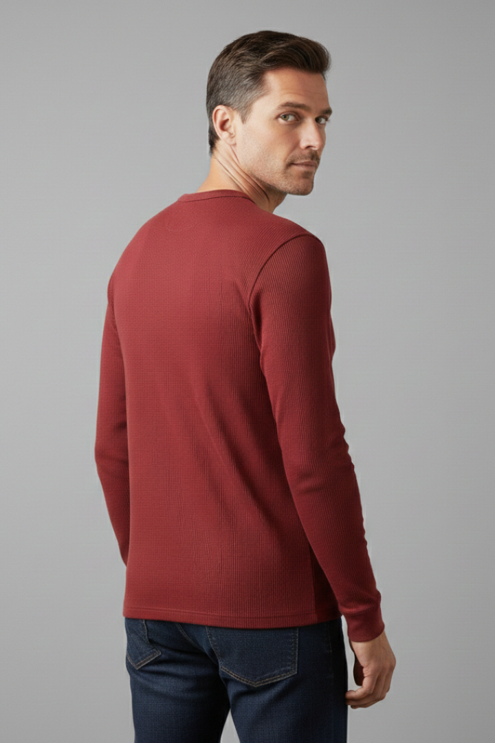 Men's Shirt with Button Placket and Ribbed Texture