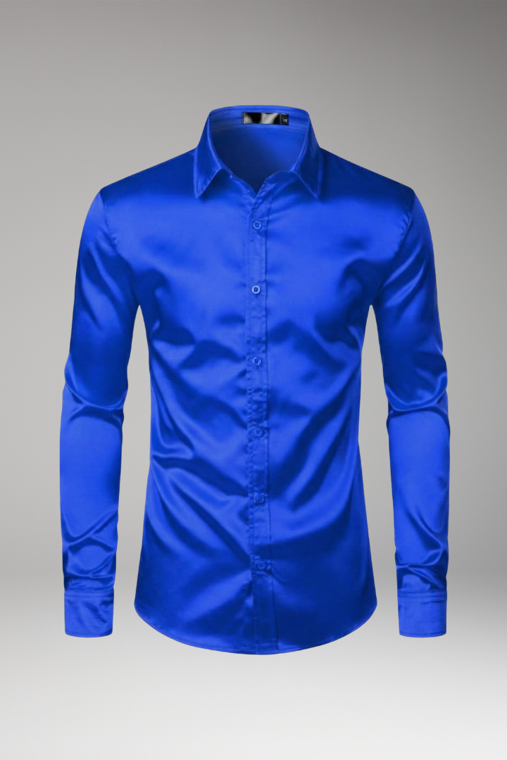 Men's Shirt with Button Placket and Satin Finish