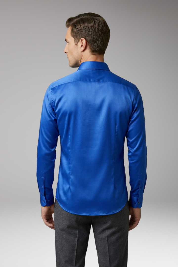 Men's Shirt with Button Placket and Satin Finish