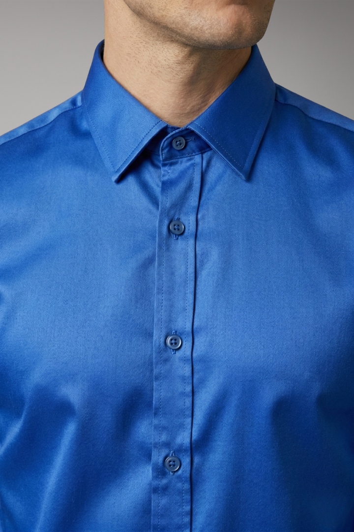 Men's Shirt with Button Placket and Satin Finish