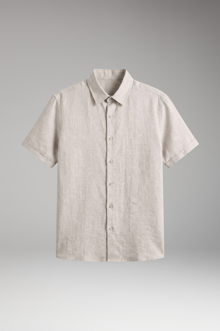 Men's Shirt with Button Placket and Short Sleeves
