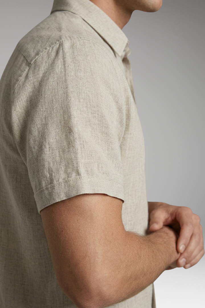 Men's Shirt with Button Placket and Short Sleeves