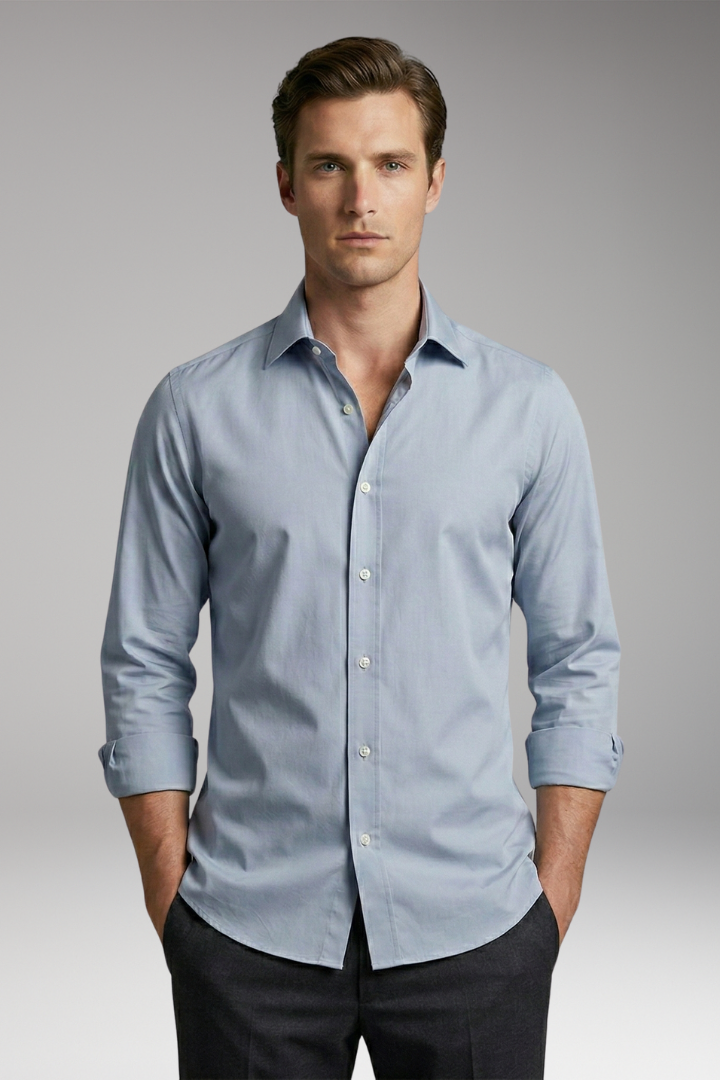 Men's Shirt with Button Placket and Slim Fit