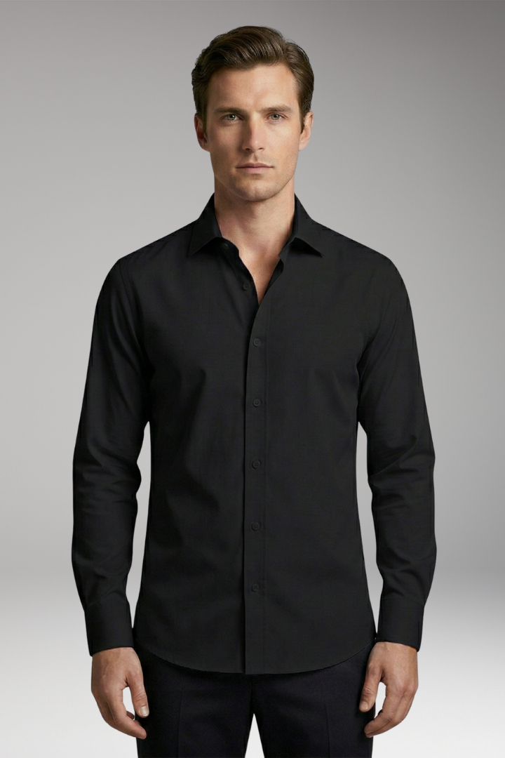Men's Shirt with Button Placket and Slim Fit