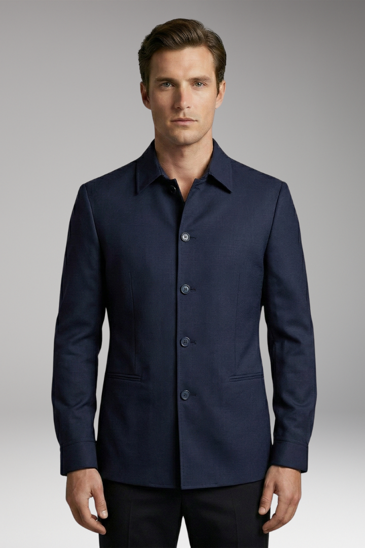 Men's Shirt with Button Placket and Slim Fit