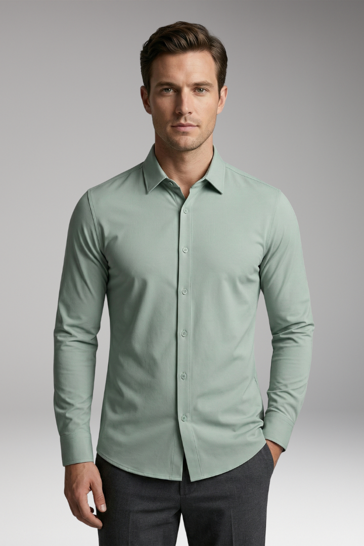 Men's Shirt with Button Placket and Slim Fit