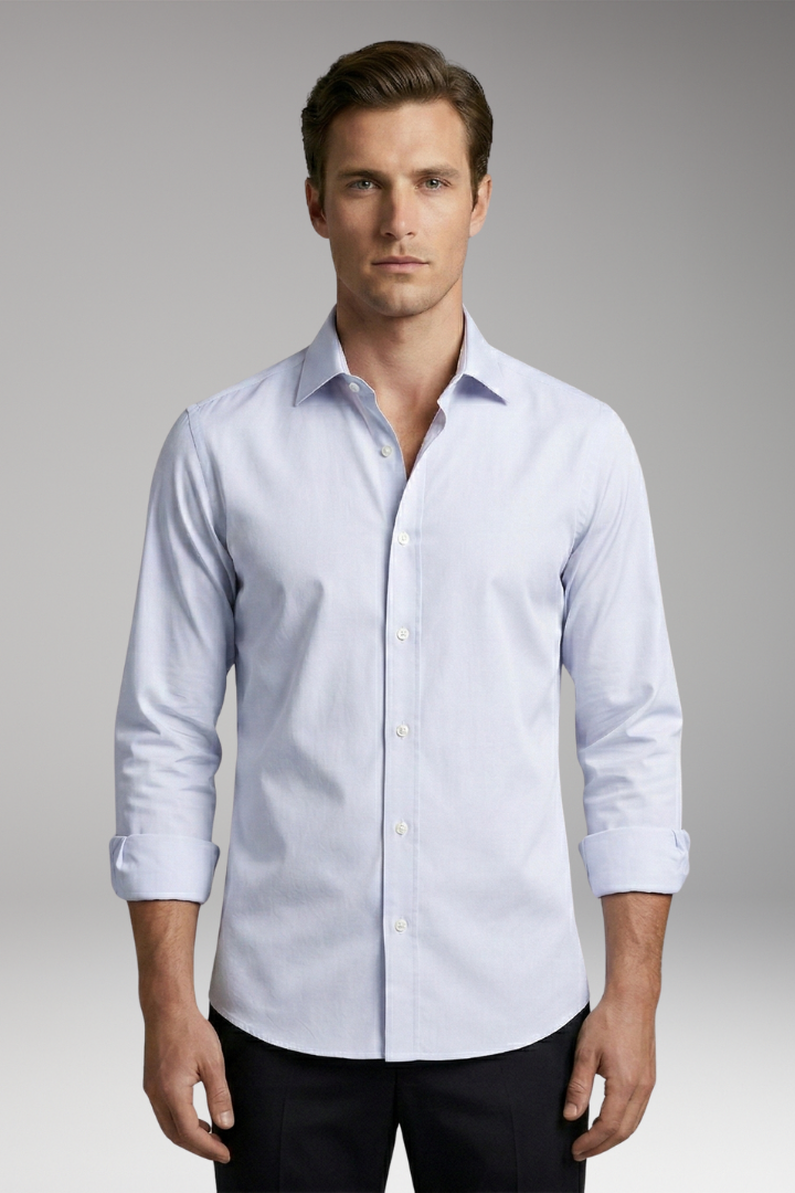 Men's Shirt with Button Placket and Slim Fit