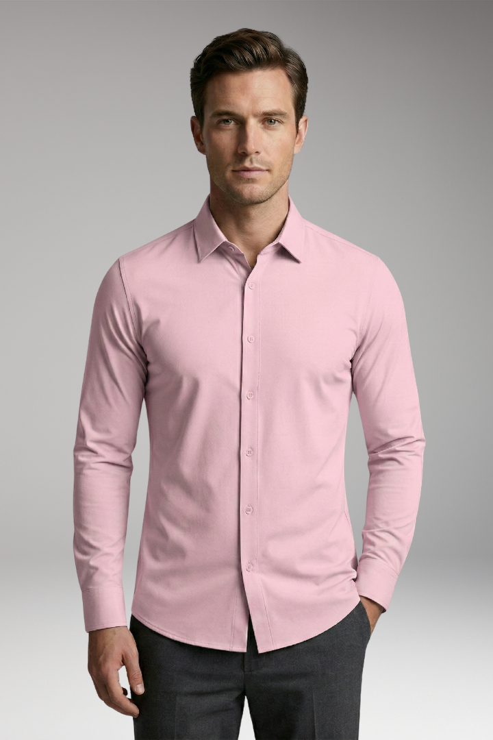 Men's Shirt with Button Placket and Slim Fit