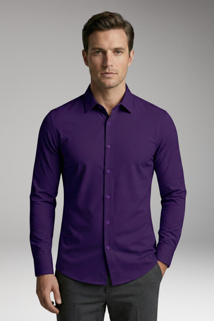 Men's Shirt with Button Placket and Slim Fit