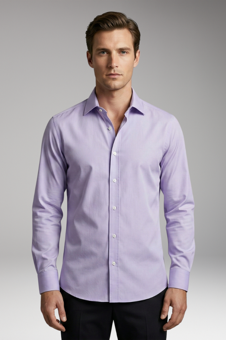Men's Shirt with Button Placket and Slim Fit