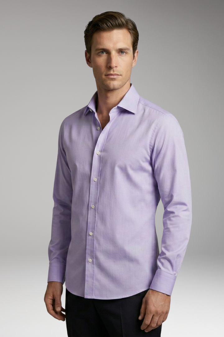 Men's Shirt with Button Placket and Slim Fit