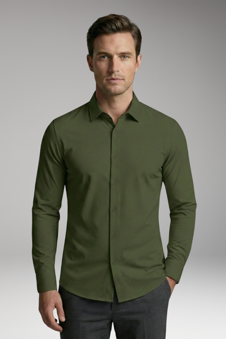 Men's Shirt with Button Placket and Slim Fit