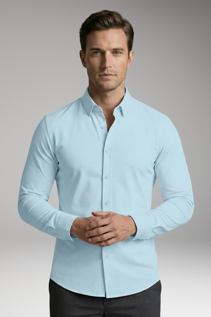 Men's Shirt with Button Placket and Slim Fit
