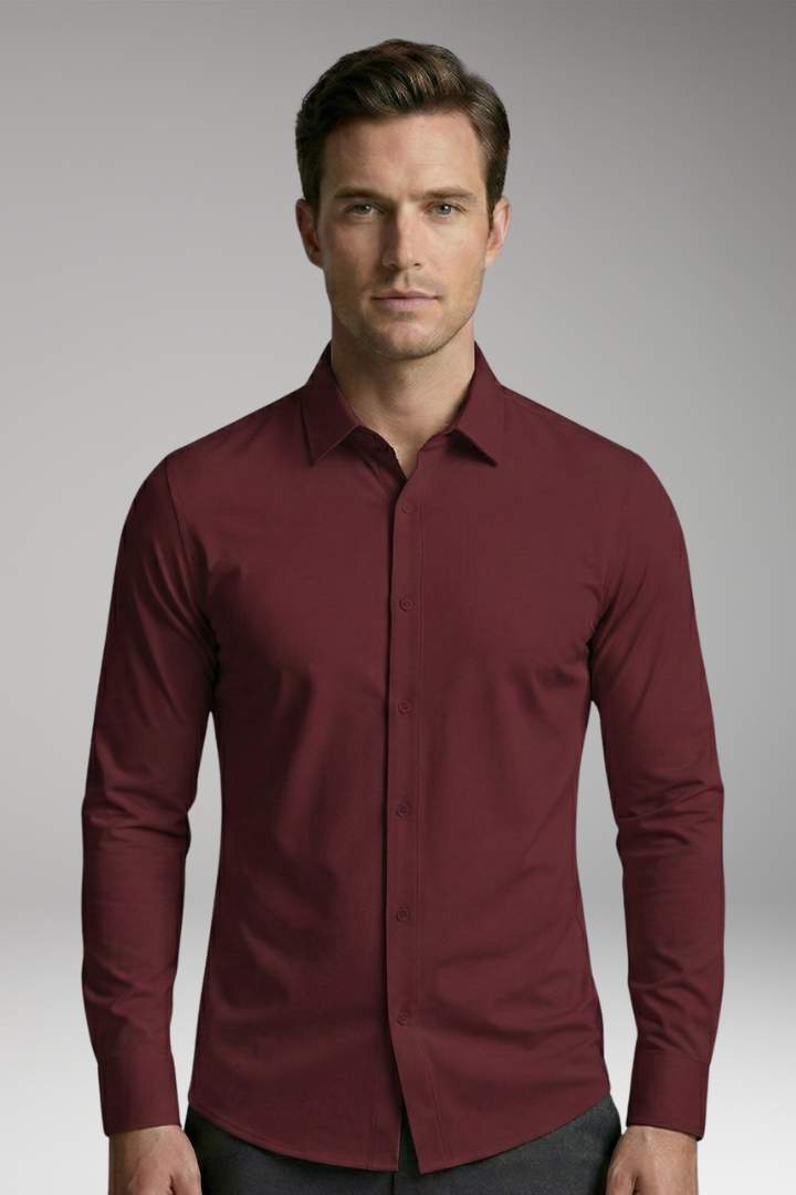 Men's Shirt with Button Placket and Slim Fit