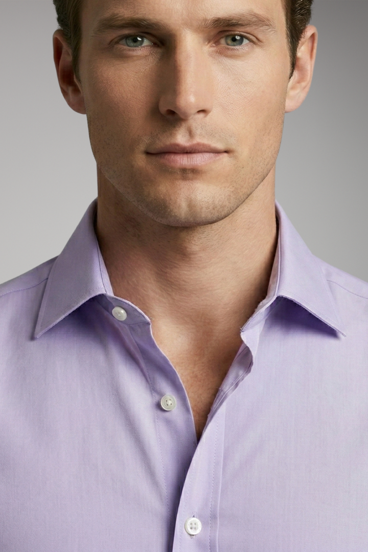 Men's Shirt with Button Placket and Slim Fit