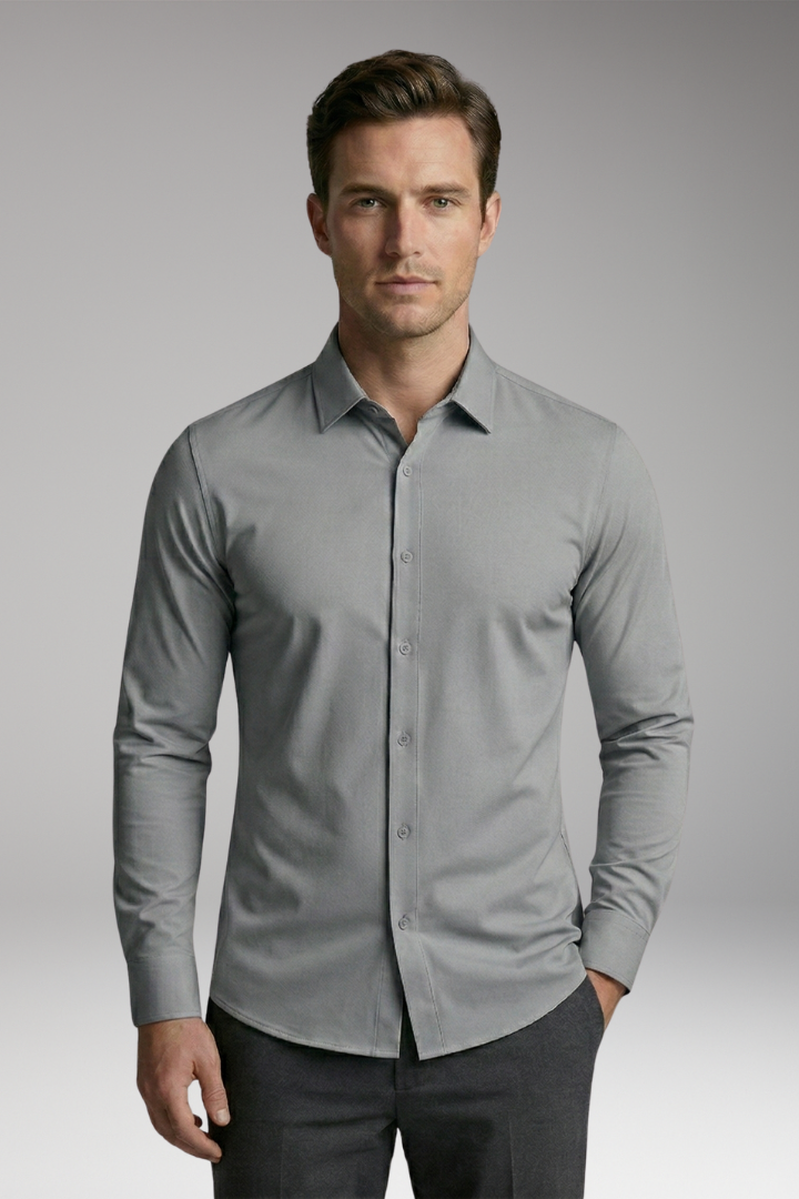 Men's Shirt with Button Placket and Slim Fit