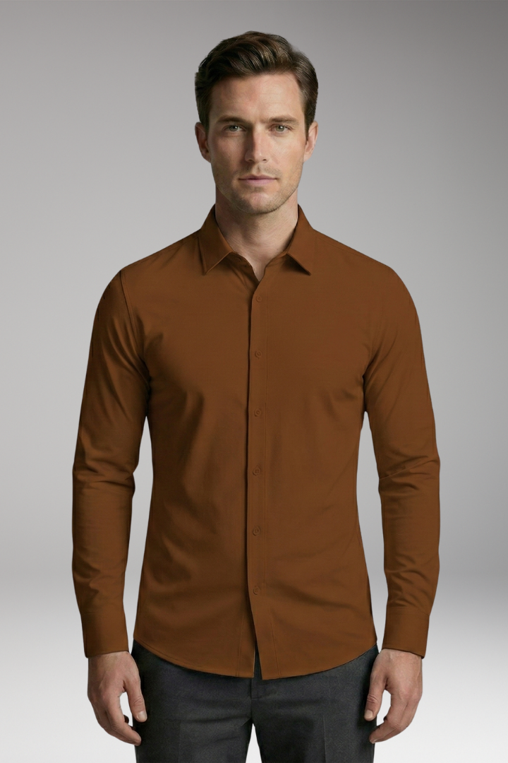 Men's Shirt with Button Placket and Slim Fit