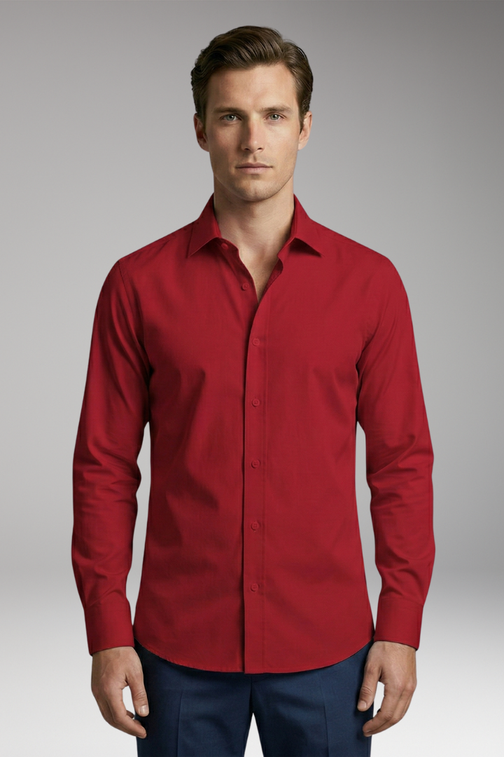 Men's Shirt with Button Placket and Slim Fit
