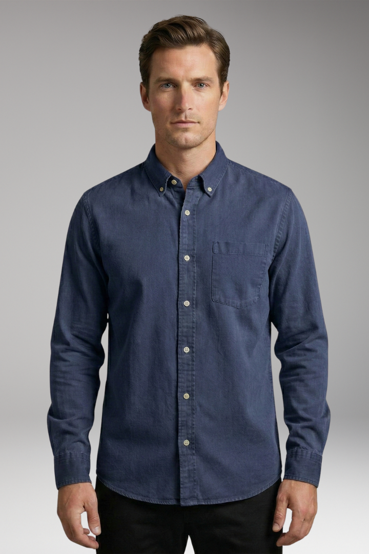 Men's Shirt with Classic Collar and Chest Pocket